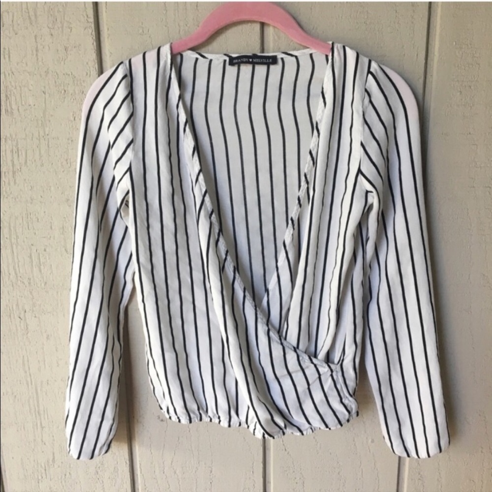 Brandy Melville Striped V Cut Blouse
